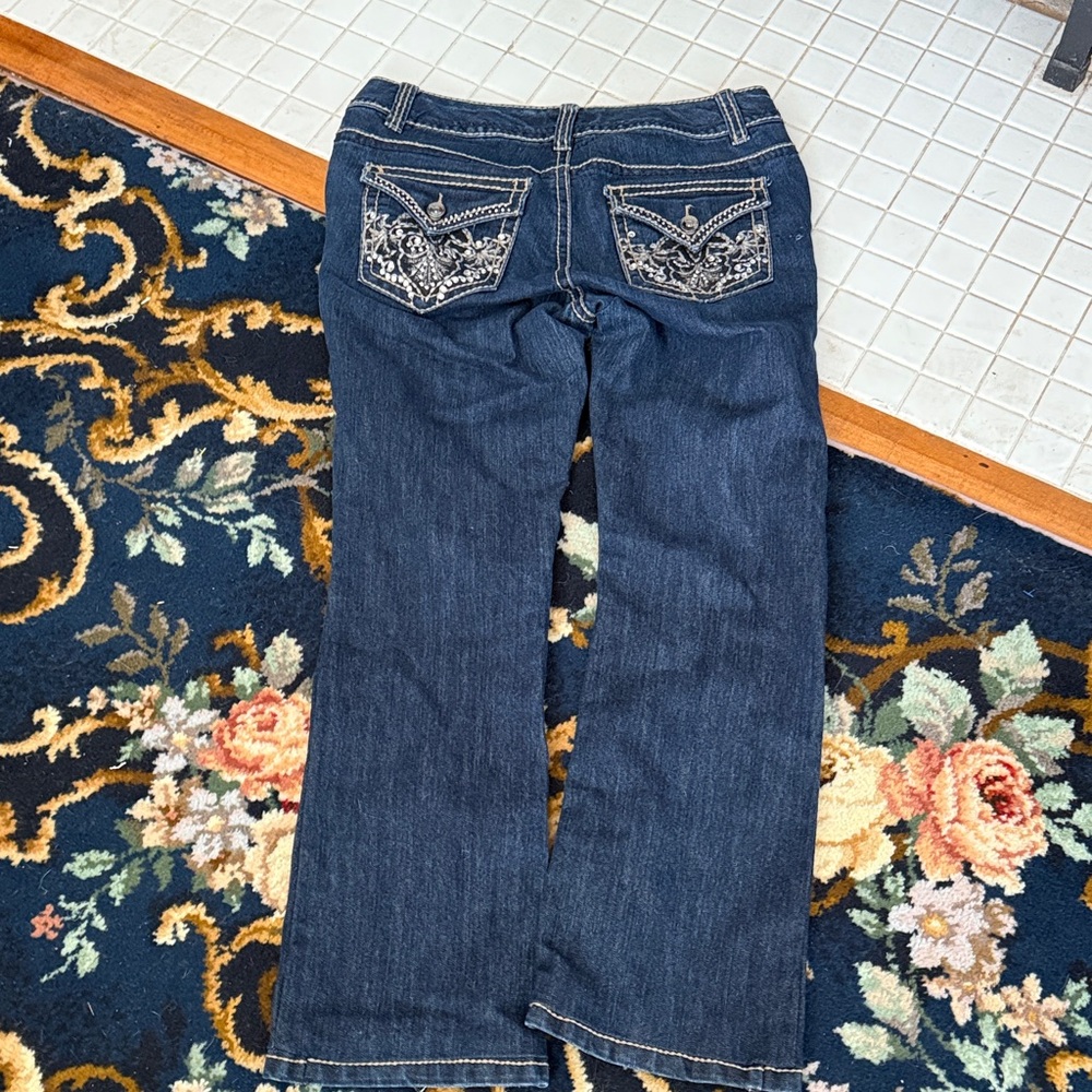 Nine West Dark Blue Boot Cut Jeans with Embroidery and Sequins- worn about 6x